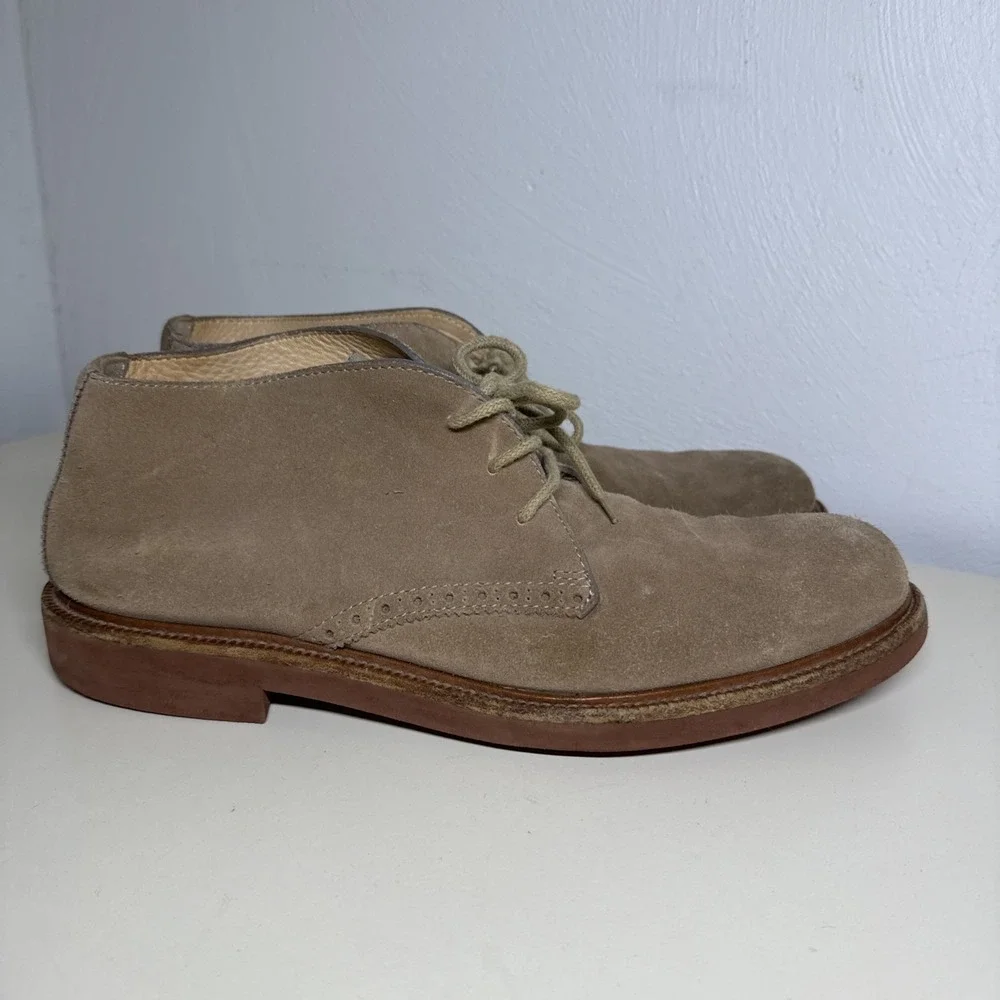 Ermenegildo Zegna Beige Suede Lace Up Chukka Boots A2686X - Men's Size 9,5 US